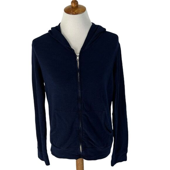 Monrow Supersoft Zip Up Hoody Navy, Medium - Picture 6 of 10